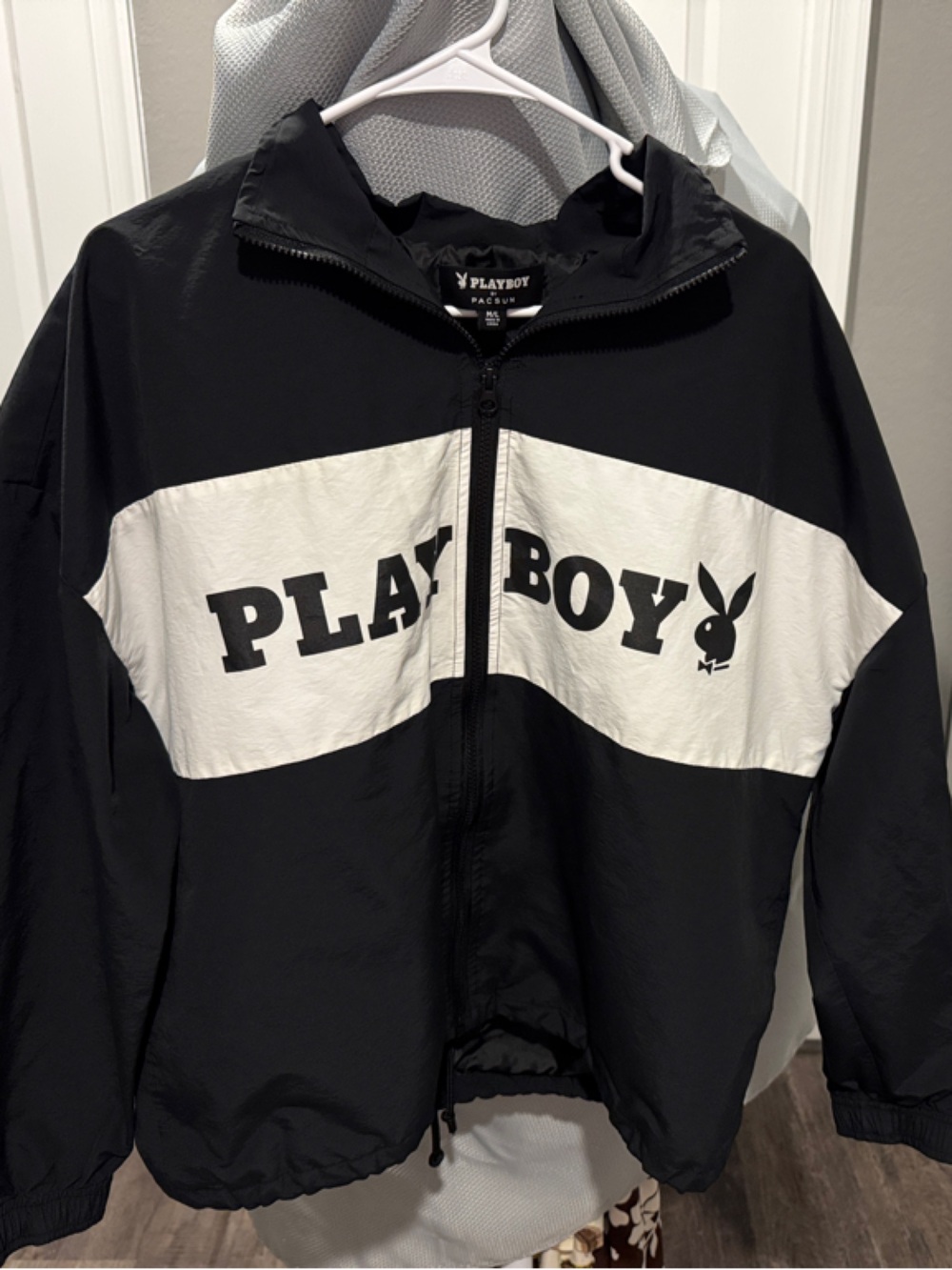 PLAYBOY Black and White Kids Hooded Raincoat